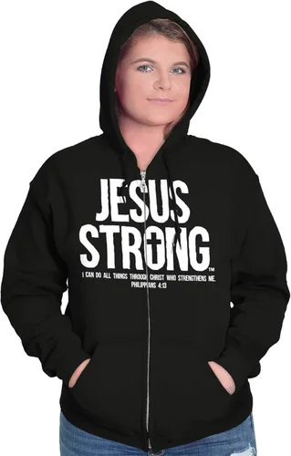 Miniatura 3 de Jesús Strong Philippians 413 Biblia Zip Up Sudadera con capucha para hombre para mujer