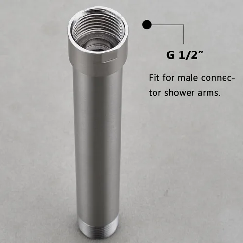 Miniatura 4 de Extensión de brazo de ducha de níquel cepillado, brazo extensor de 1/2 pulgada para cabezal de ducha de lluvia de 4 pulgadas