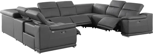 Miniatura 29 de BlackJack Furniture Venice - Juego de sofá reclinable seccional de cuero italiano de grano superior de 12 piezas con 4 reclinables eléctricos
