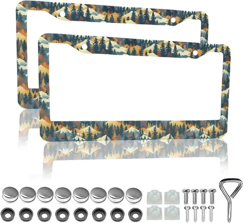 Miniatura 11 de Marcos de matrícula con flores en blanco y negro - 2 paquetes de soporte de matrícula divertidos y personalizados, piezas decorativas de acero