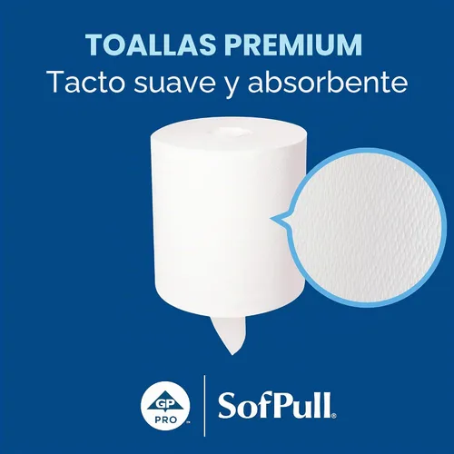 Miniatura 2 de Georgia-Pacific SofPull Centerpull - Toalla de papel prémium de capacidad regular, color blanco, 28124, 324 hojas por rollo, 6 rollos por caja