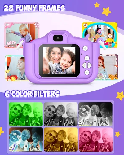 Miniatura 5 de Juguetes de cámara para niños de 3 a 12 años, cámara de unicornio para niñas, regalos de Navidad y cumpleaños para niñas, cámara de video digital