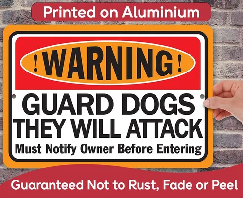 Miniatura 6 de Metal Signs - Warning Guard Dogs They Will Attack - Property Warning Guard Dog Bites Signs - Durable Metal Sign - Use Indoor/Outdoor - Notice Sign