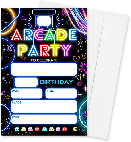 Miniatura 5 de Invitaciones de cumpleaños para niña, 20 invitaciones temáticas de lentejuelas con purpurina de doble cara con sobres para niña, recuerdo de fiesta