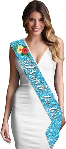 Miniatura 59 de Something Blue Gift for Bride To Be Sash - Banda de satén de grado nupcial - Decoraciones de despedida de soltera azul turquesa, Juego de 2 piezas