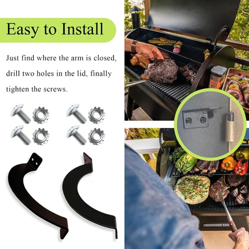 Miniatura 7 de Newly BCA001 - Tapa de parrilla lateral izquierda y BCA002 para puerta lateral derecha, arco con tornillos, apto para la mayoría de parrillas