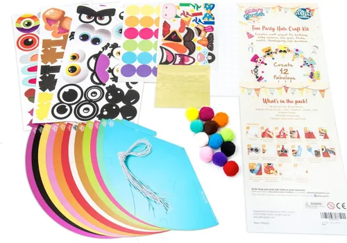 Miniatura 6 de Sombreros de fiesta de Glittery Garden para niños, arte y manualidades. Divertido kit de actividades de cumpleaños con pegatinas. Adorno de fiesta