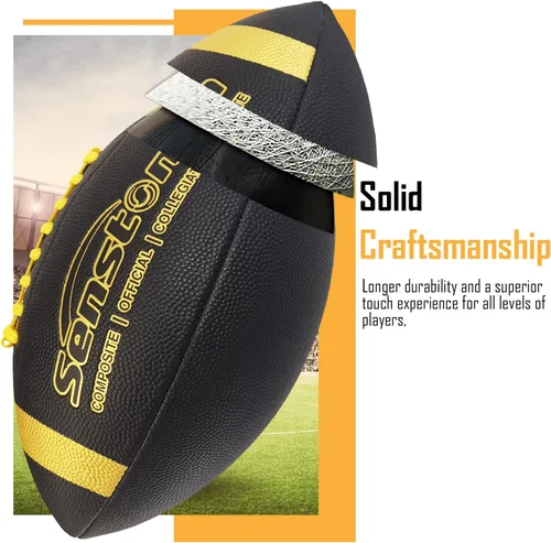 Miniatura 4 de Senston Fútbol Tamaño 9/6 – Premium Composite Cuero Escuela Secundaria/Niños/Jóvenes Fútbol con Bomba Tamaño Pelota de Pie con Bomba