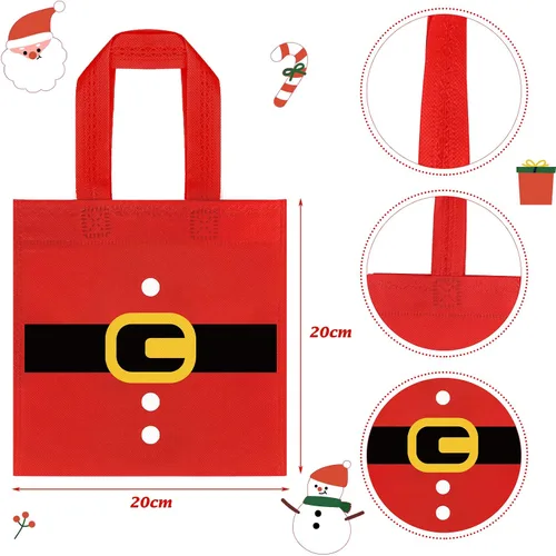 Miniatura 2 de FHzytg Paquete de 20 bolsas de regalo de Navidad, bolsas de favor de fiesta de Navidad con estampado de hombre de jengibre, muñeco de nieve, reno