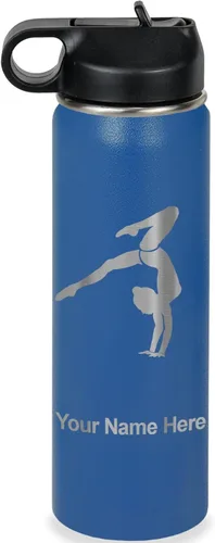 Miniatura 27 de LaserGram Botella de agua personalizada, soporte de mano de gimnasta, acero inoxidable de doble pared aislada al vacío con popote superior, regalo