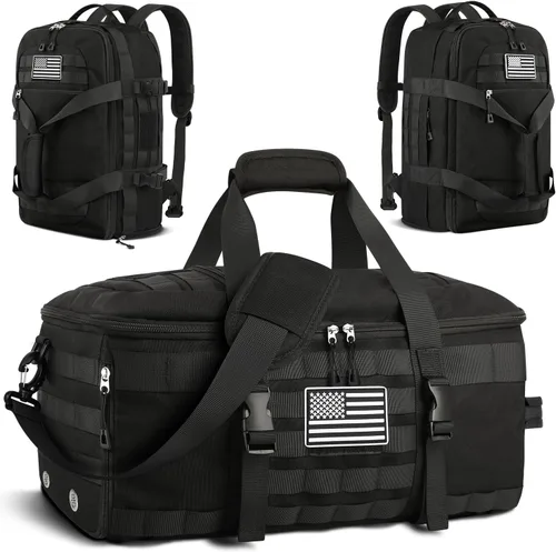 ETRONIK Bolsas de gimnasio para hombres, mochila táctica grande con compartimento para zapatos, bolsa de transporte 3 en 1, mochila de viaje con