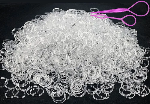 Miniatura 7 de 2000 bandas para el cabello, gomas elásticas de color, mini lazos para colas de caballo de niña, bandas pequeñas suaves antideslizantes con 2