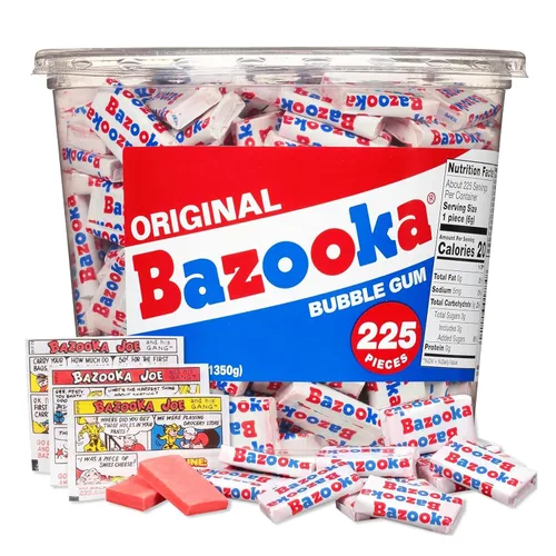 Bazooka - Chicle de Pascua, 225 unidades, envuelto individualmente, con sabor original, tubo de chicle a granel, divertido caramelo antiguo para