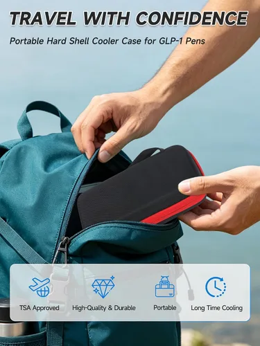 Miniatura 8 de YOUSHARES GLP-1 Estuche de viaje para bolígrafos inyectores Zepbound y Mounjaro, bolsa de almacenamiento aislada aprobada por la TSA con 2 paquetes
