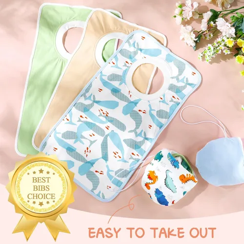 Miniatura 7 de Newwiee 5 baberos grandes para bebés, baberos suaves y absorbentes, cobertura completa, baberos para niños pequeños baberos baberos baberos