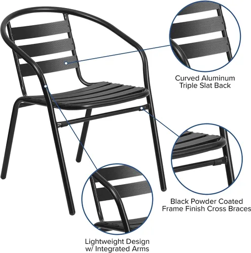Miniatura 4 de Flash Furniture Lila - Juego de comedor de 5 piezas para patio, mesa de patio de vidrio templado de 55 pulgadas con agujero para paraguas, 4 sillas