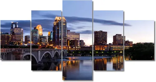 Miniatura 57 de TUMOVO Fotos en lienzo de Estados Unidos, Cincinnati, Ohio, Skyline at Dusk para tu sala de estar, impresiones de paisaje urbano de rascacielos