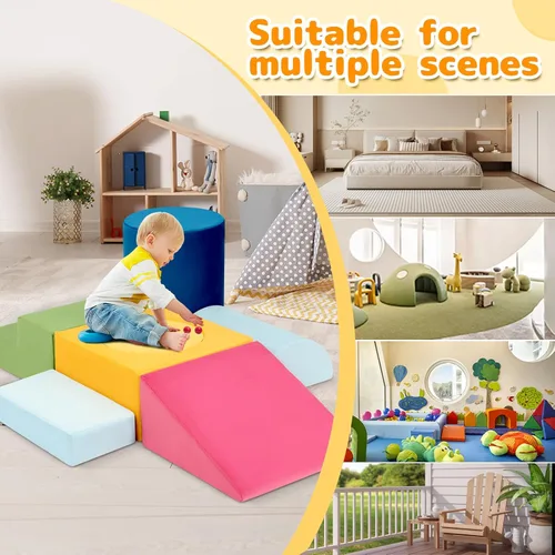 Miniatura 10 de Edbuosy Juguetes de Escalada para Niños Pequeños en Interiores, 7 Piezas de Coloridos Bloques de Espuma para Trepar, Juego de Escalada Suave Modular