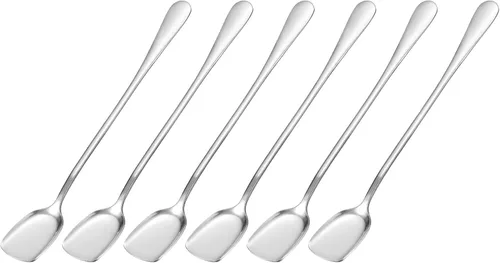 uxcell Juego de 6 cucharas de helado de acero inoxidable, cucharas de yogur de 7.5 pulgadas, cucharas de postre, cucharas de pastel para el hogar,
