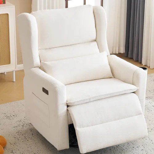 Miniatura 15 de Oversized Swivel Rocker Recliner with Lumbar Cushion,Power Recliner Nursery Chair with Adjustable Headrest,Nursery Glider Recliner for Living Beige