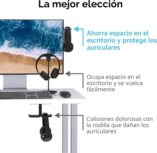 Miniatura 4 de TotalMount Soporte de monitor para auriculares y auriculares (soporte de grado premium ahorra espacio en el escritorio y protege los auriculares)