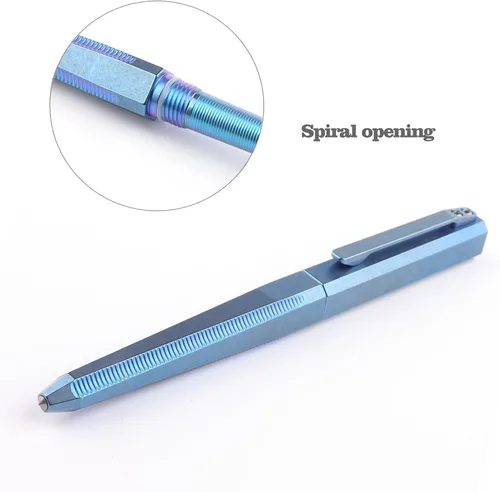 Miniatura 7 de Hamans Bolígrafo de titanio con tapa de clip de 5.2 pulgadas, bolígrafo táctico de tamaño compacto para llevar a diario