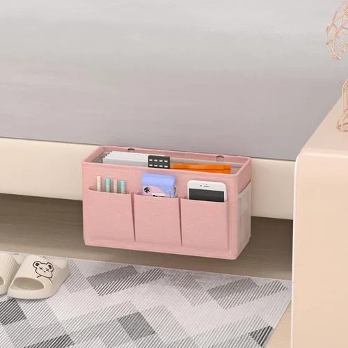Miniatura 6 de Edudif Organizador de Cabecera de Doble Propósito, Organizador de Cama con 6 Bolsillos, Solución de Almacenamiento Versátil para Mesita de Noche