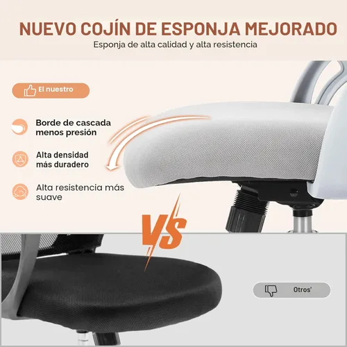 Miniatura 4 de Silla de oficina para computadora Sweetcrispy, silla ergonómica de malla con respaldo medio, giratoria, con ruedas, para trabajo, con soporte lumbar