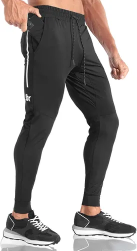 BROKIG Pantalones deportivos ligeros para hombre pantalones deportivos de entrenamiento con bolsillo con cremallera pantalones elásticos para correr