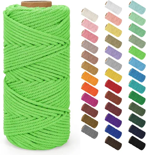 Miniatura 117 de Cordón de macramé de 0.079 in x 380 yardas (1140 pies), cuerda de algodón natural para colgar en la pared, ganchos de plantas, manualidades, Beige