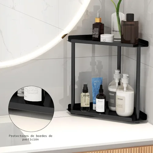 Miniatura 6 de FLE Organizador de mostrador de baño de esquina, organizador de baño, estante de almacenamiento de encimera para baño