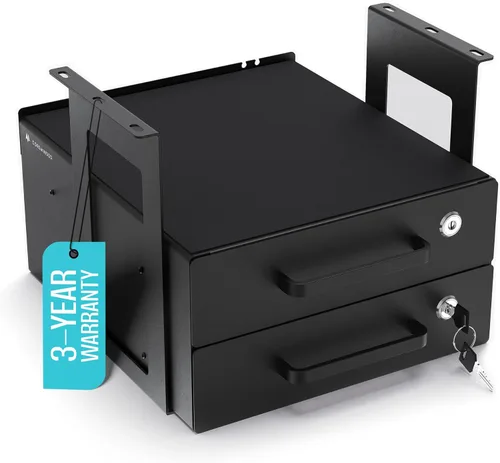 Cajón deslizante para debajo del escritorio, cajones de almacenamiento de metal con cerradura con organización de cables para oficina y hogar