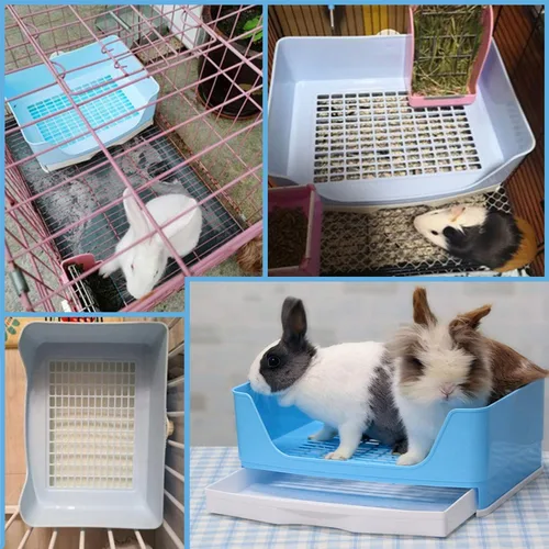 Miniatura 2 de PINVNBY Caja de arena grande de esquina para conejo con cajón, bandeja de entrenamiento más grande para adultos, conejillo de indias, chinchilla