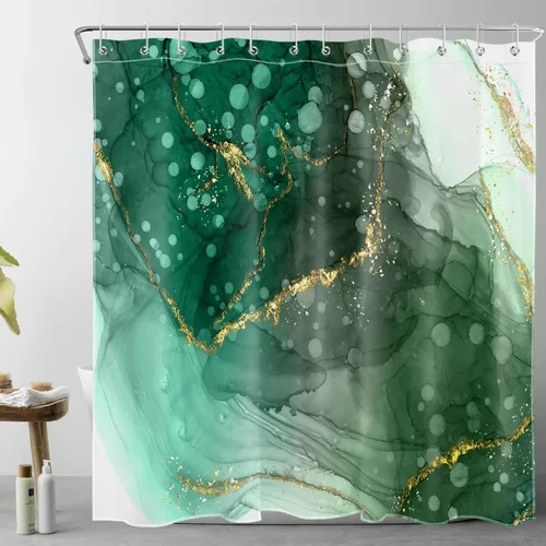 Miniatura 14 de LB Cortina de ducha abstracta de mármol, textura de mármol rosa y negro, cortina de ducha de arte moderno para baño, 60 x 72 pulgadas, tela