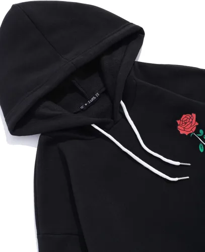 Miniatura 4 de ZAFUL Sudadera con capucha para hombre, con estampado de letras rosas, con cordón, unisex, de vellón, con estampado de letras