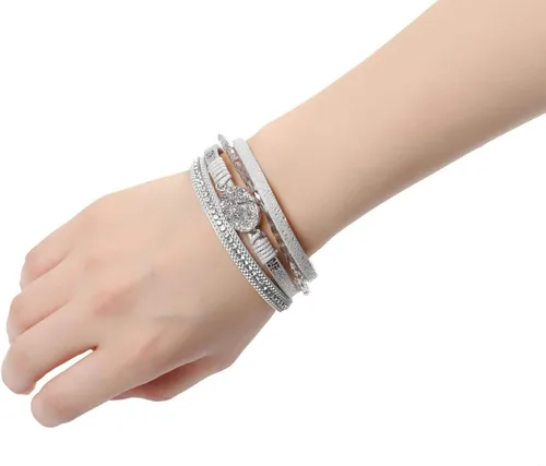 Miniatura 5 de Fesciory Pulsera de leopardo para mujer, pulsera de cuero bohemio multicapa con perlas de cristal