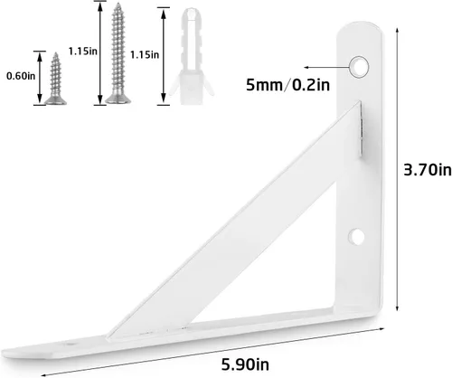 Miniatura 2 de Eau L - Soportes de estante resistentes, paquete de 12 soportes de esquina negros de 4 x 6 pulgadas, estantes flotantes de 90 grados, soportes