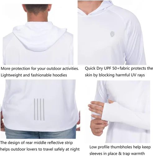 Miniatura 5 de Camisa de pesca para hombres de manga larga, con protección solar SPF 50+ UV, camiseta tipo sudadera
