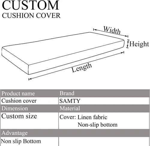 Miniatura 2 de SAMTY Funda de cojín de banco de tamaño personalizado, cojines de asiento de ventana de interior, antideslizantes, rectangulares, fundas
