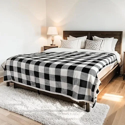 Miniatura 13 de Manta térmica eléctrica tipo throw tamaño 50"x60" - Tela de franela y sherpa de doble cara, 6 ajustes de calor y 3 horas de apagado automático