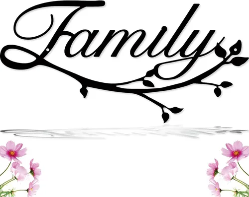 Miniatura 8 de Letreros familiares de metal, negro, 12 x 7.99 pulgadas, estilo moderno, montaje en pared, perfecto para decoración del hogar, regalos