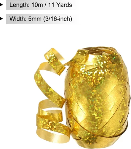 Miniatura 2 de PATIKIL 4 cintas rizadoras de globos prensadas de 3/16 pulgadas láser metálico brillante 11 yardas iridiscentes para Navidad, boda, regalo