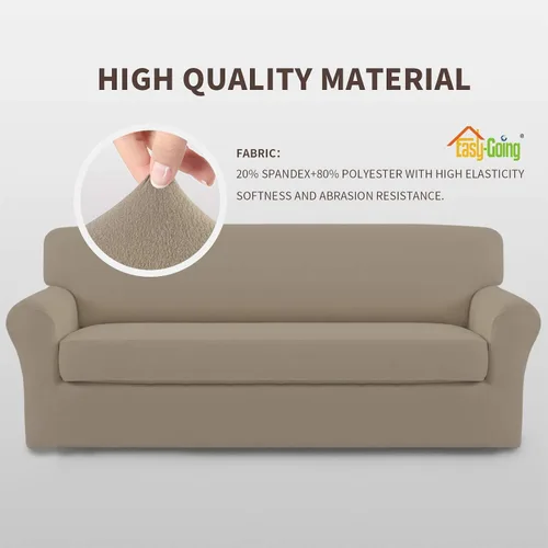 Miniatura 4 de Easy-Going - Funda elástica de microfibra de 2 piezas para sofá, funda suave de elastano, lavable, parte inferior elástica, protector para muebles