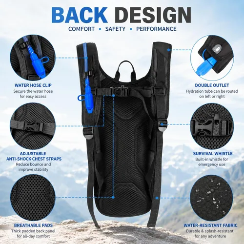 Miniatura 3 de Zavothy Hydration Backpack with 2L Hydration Bladder Water Backpack for Hiking Hydration Pack for Running Cycling Hiking