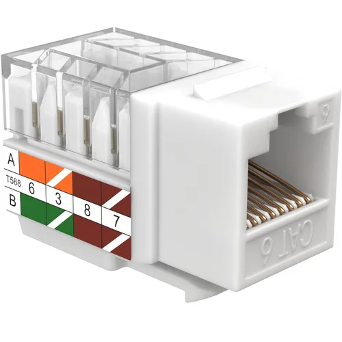Miniatura 5 de SATMAXIMUM Paquete de 10 conectores de pared Ethernet Keystone Cat6 RJ45 Punch Down Slim Profile UTP blanco, 45 grados para panel de conexión