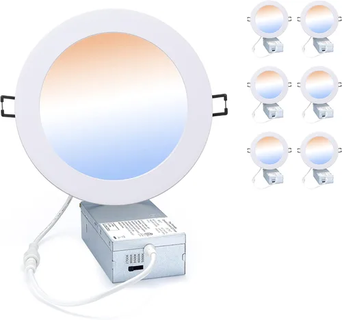 Miniatura 8 de POPANU Iluminación LED empotrable prémium de 4 pulgadas, 5 CCT, ajustable, regulable, empotrable, lámpara de techo con caja de conexiones