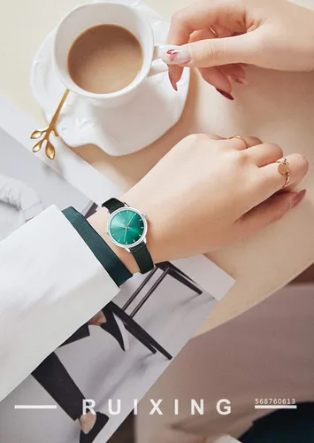 Miniatura 7 de SK - Reloj de pulsera para mujer, correa de piel, de cuarzo, reloj de lujo japonés de cuarzo.