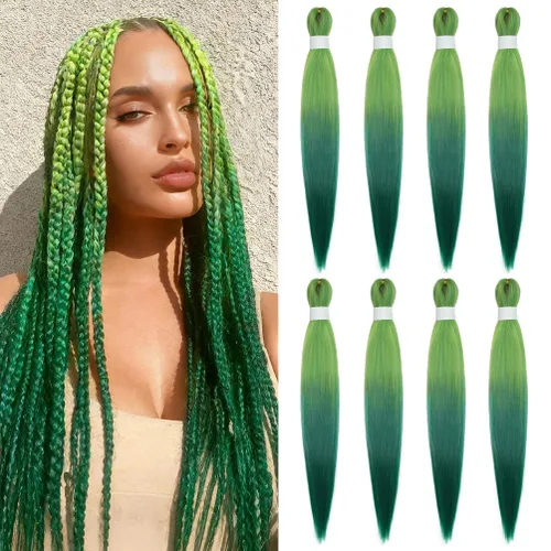 Miniatura 79 de 8 paquetes de extensiones preestiradas - 16 pulgadas de cabello trenzado premium, 55G/paquete, sin picazón, fijación en agua caliente, textura Perm