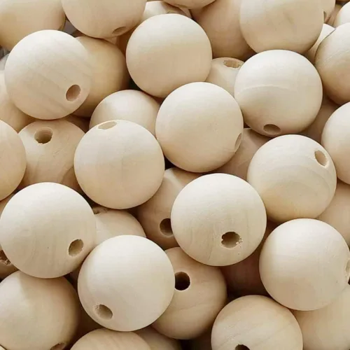 Miniatura 29 de 100 cuentas de madera natural de 0.984 in, cuentas espaciadoras de madera sin terminar de 1 pulgada, bolas redondas para hacer manualidades