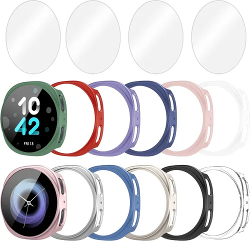Miniatura 12 de Paquete de 12+4 Fundas para Samsung Galaxy Watch FE/5/4 de 40 mm con Protector de Pantalla de Vidrio Templado, Funda Protectora Resistente a